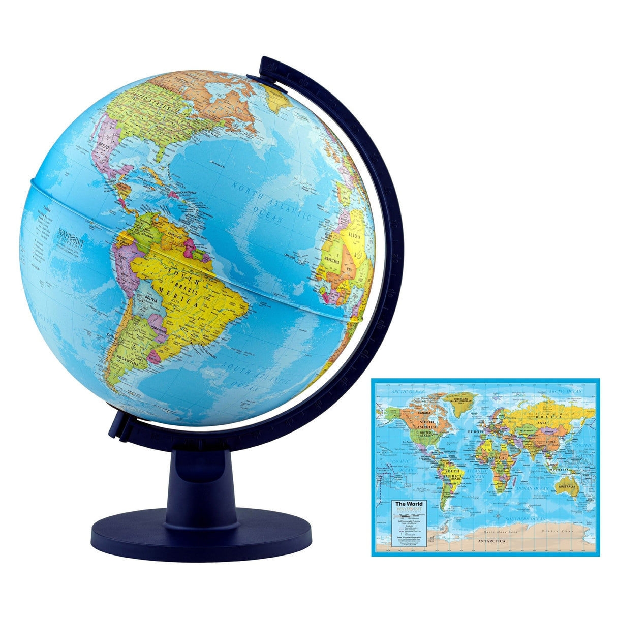 Waypoint Geographic Scout Plus 12 - Inch Kids Desktop Globe with Bonus Map - Globes for Kids - GlobeStore.com - WP11001
