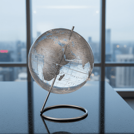 Replogle Crystal Marquise 12 - Inch Clear & Silver Desktop Globe - Desk Globes - GlobeStore.com - 80506