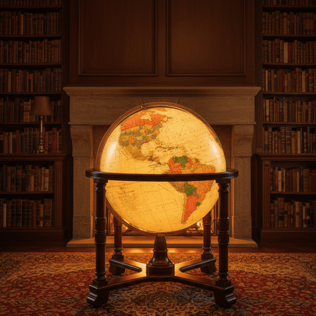 Replogle Diplomat 32 - Inch Antique Ocean Illuminated Floor Globe - Floor Globes - GlobeStore.com - 65225