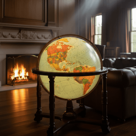 Replogle Diplomat 32 - Inch Blue Ocean Illuminated Floor Globe - Floor Globes - GlobeStore.com - 65325