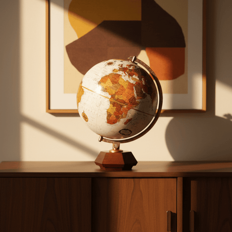 Replogle Hexhedra 12 - Inch Bronze Metallic Desktop Globe (Frank Lloyd Wright Collection) - Desk Globes - GlobeStore.com - 37539