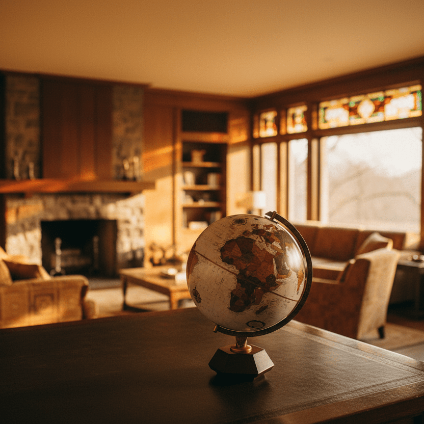 Replogle Hexhedra 12 - Inch Bronze Metallic Desktop Globe (Frank Lloyd Wright Collection) - Desk Globes - GlobeStore.com - 37539