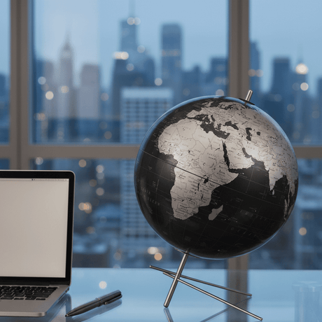 Replogle Mikado 12 - Inch Slate Grey Desktop Globe with Stainless Steel Base - Desk Globes - GlobeStore.com - 85000