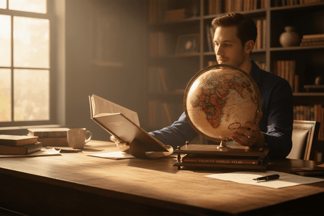 Replogle Premier 12 - Inch Antique Ocean Raised Relief Desktop Globe - Desk Globes - GlobeStore.com - 31625