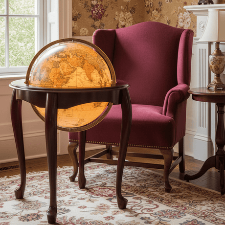Replogle Queen Anne 16 - Inch Antique Ocean Illuminated Floor Globe - Floor Globes - GlobeStore.com - 64036