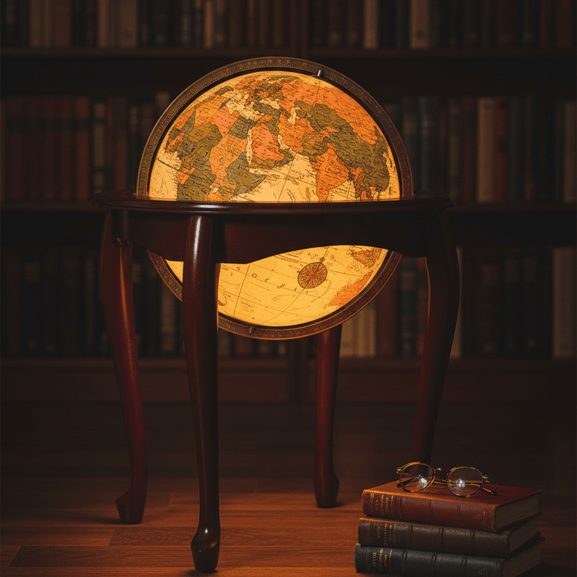 Replogle Queen Anne 16 - Inch Antique Ocean Illuminated Floor Globe - Floor Globes - GlobeStore.com - 64036