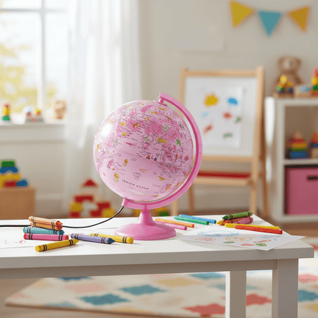 Waypoint Geographic Safari Explorer Pink Animals 10 - Inch Illuminated Globe - Globes for Kids - GlobeStore.com - WP12102