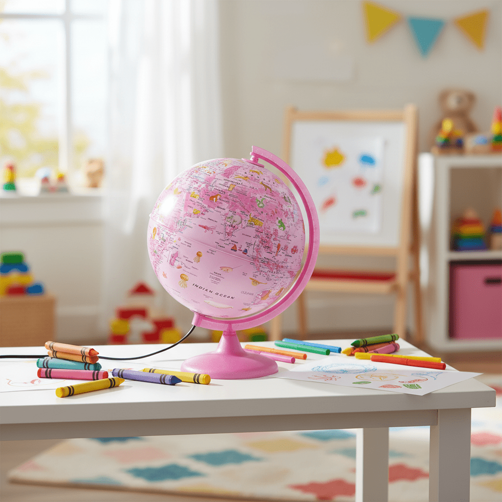 Waypoint Geographic Safari Explorer Pink Animals 10 - Inch Illuminated Globe - Globes for Kids - GlobeStore.com - WP12102